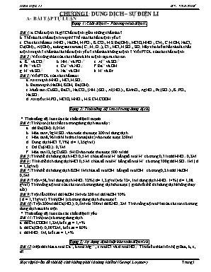 Bài tập Hóa học Lớp 11 - Chương I Dung dịch - Sự điện li - V.T.N.Thư